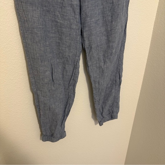 ATHLETA Retreat Linen Joggers Pants Chambray Blue Size 8 Women’s Elastic Waist - Picture 4 of 10